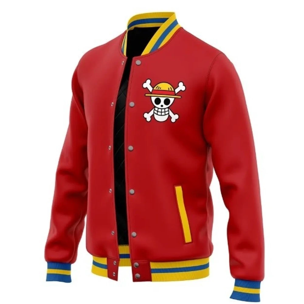 One Piece Monkey D Luffy Red Varsity Jacket | America Suits
